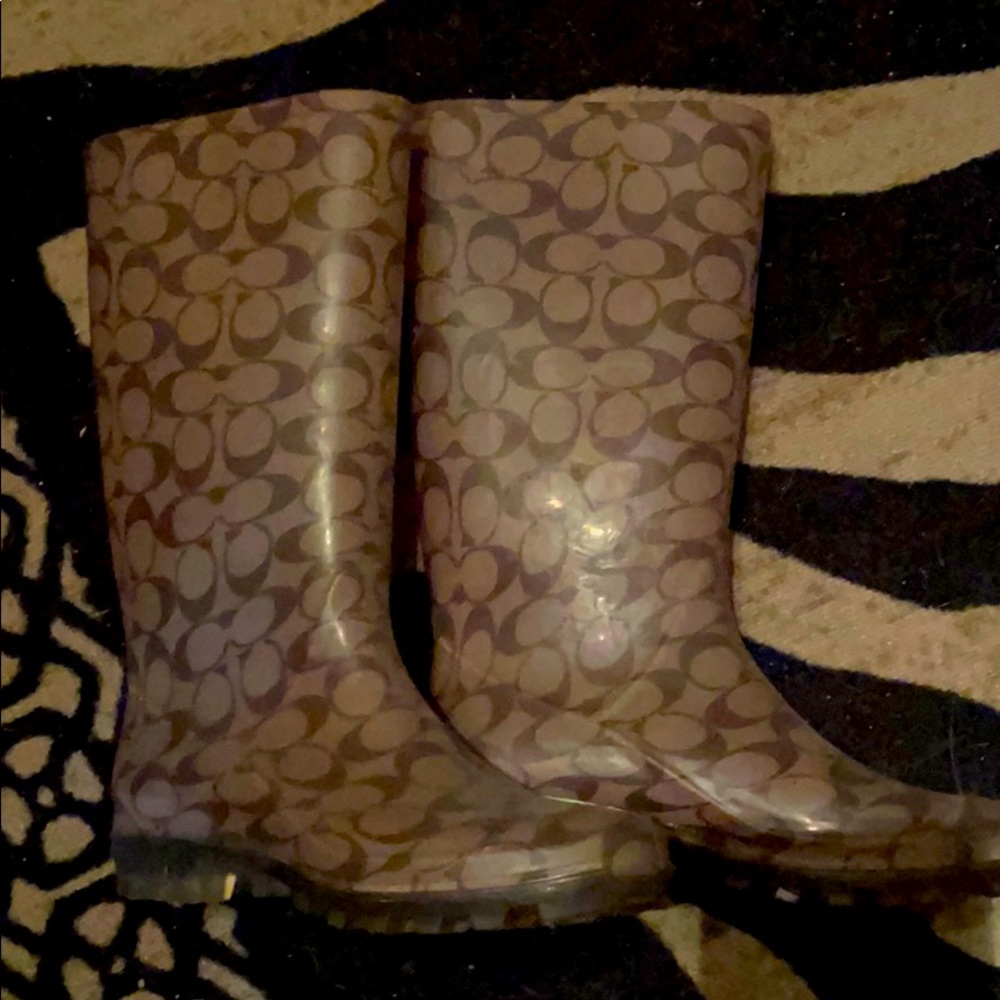 Coach size 9 brown rain boots